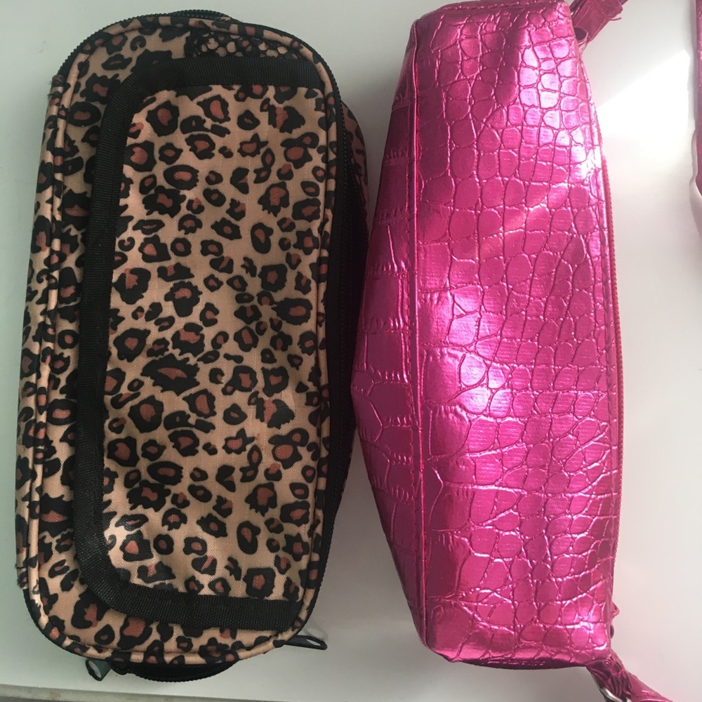 Two Pencil Cases: Cheetah Print and Hot Pink Cases